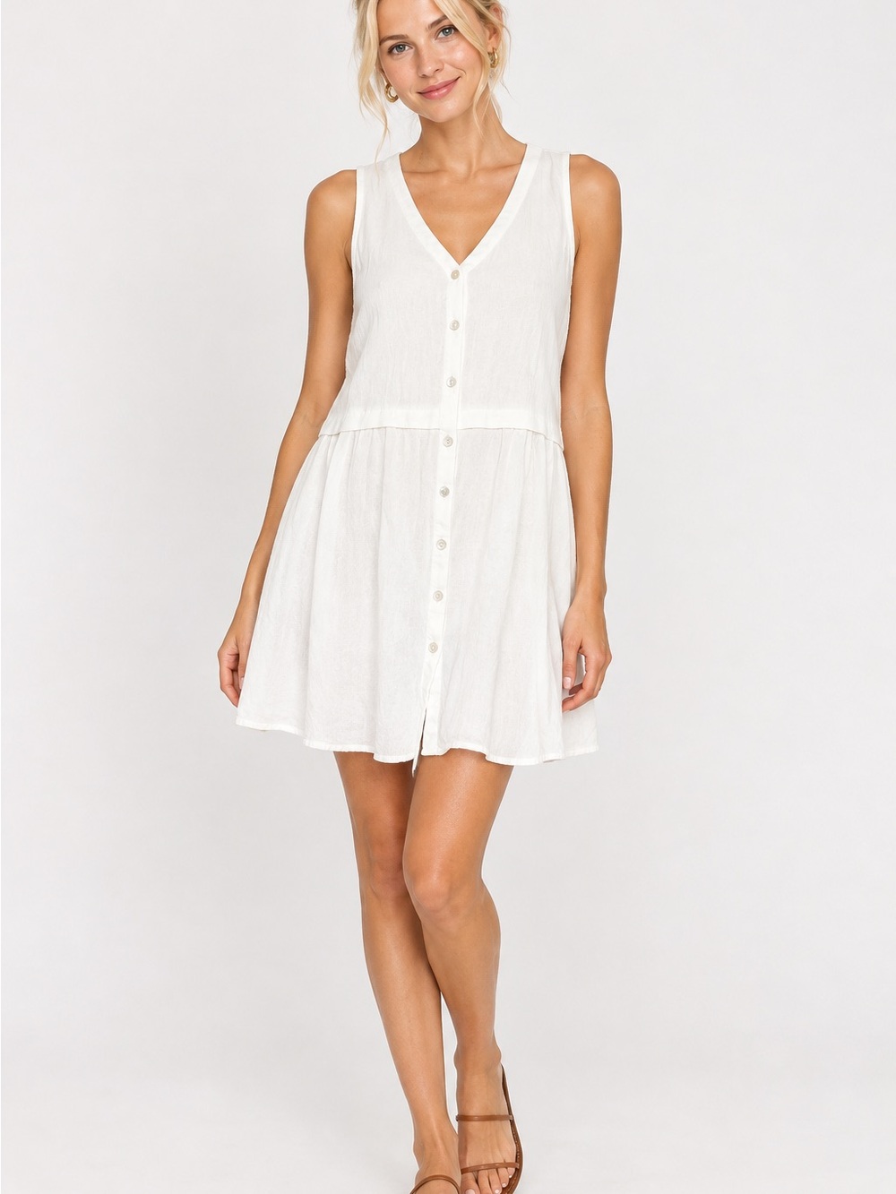 J. Jill Women’s White 100% Rayon Mini Dress Size Extra Small